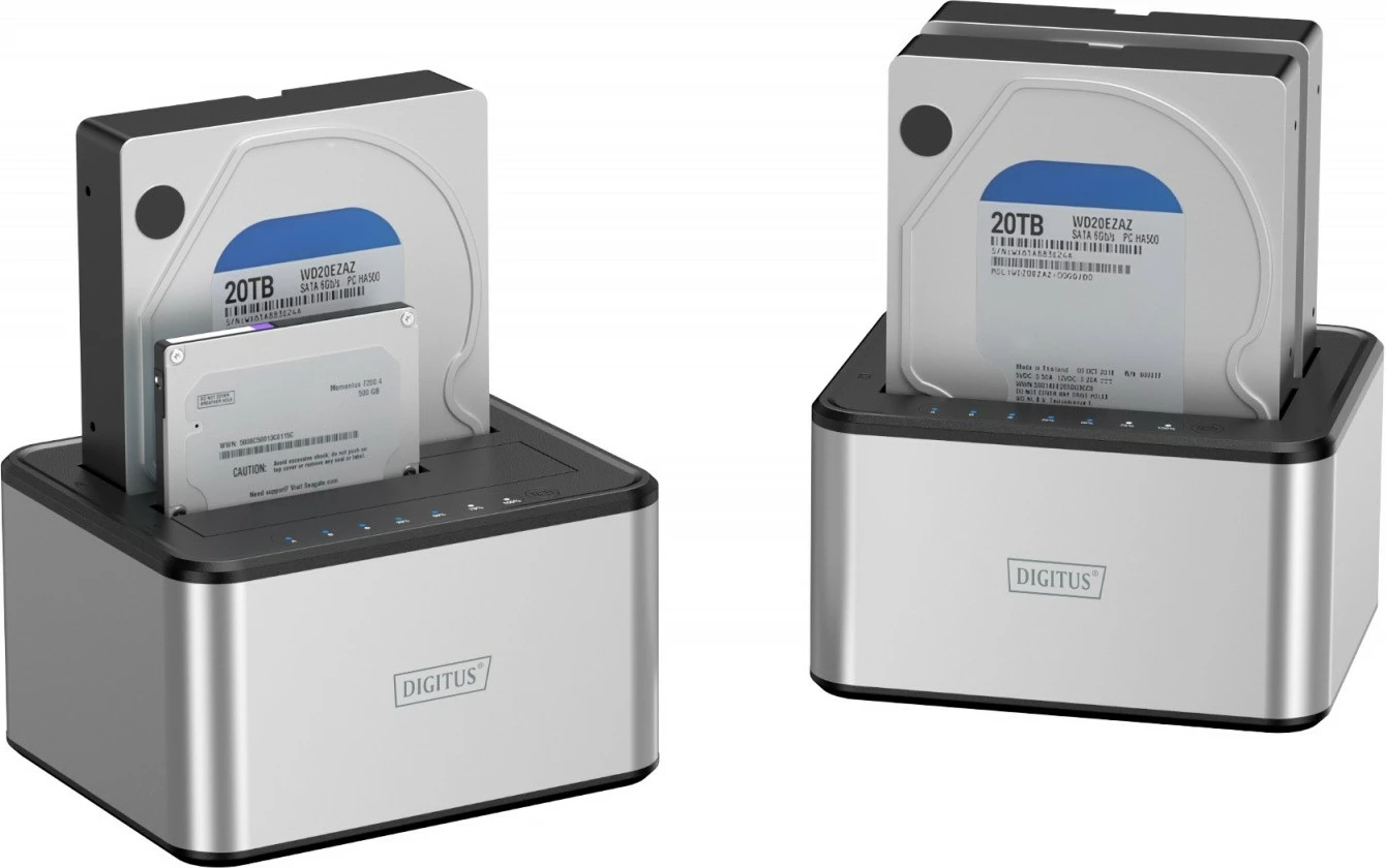 Stacion klonimi Digitus DA-71540-2 për 2x HDD/SSD 2.5"/3.5", USB 3.0, E zezë/Argjendtë