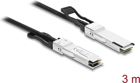 Kabllo Twinax DeLOCK QSFP+ në QSFP+, 40 Gbps, 3 m, e zezë
