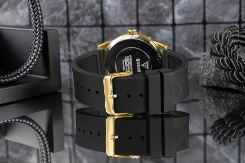 Orë dore meshkuj Guess Monte GW0805G2, e zezë/ari, set me kuti