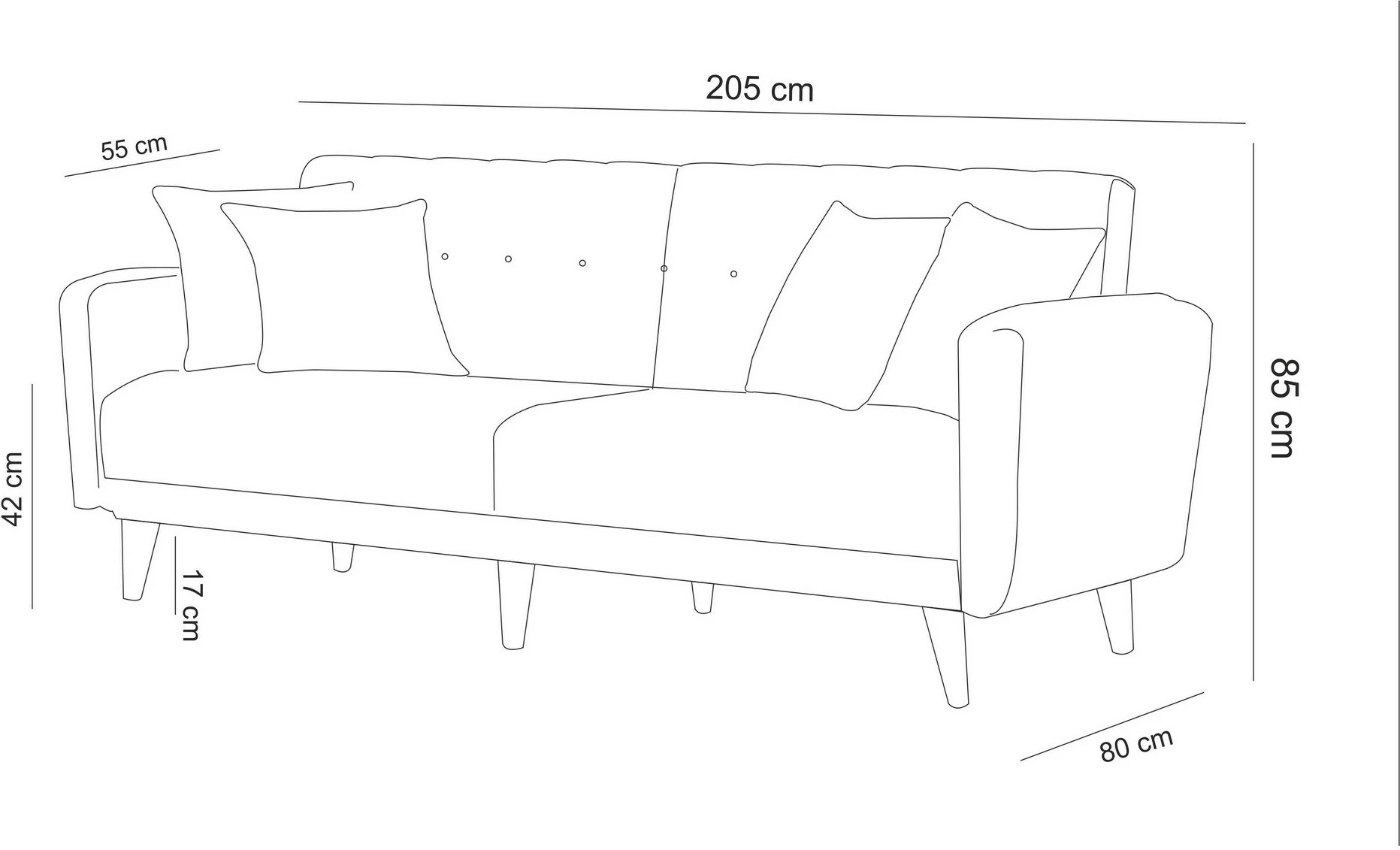 Set divan-krevat me karrige krahu, ngjyrë gri e errët, ARİA-TAKIM4-S 94216