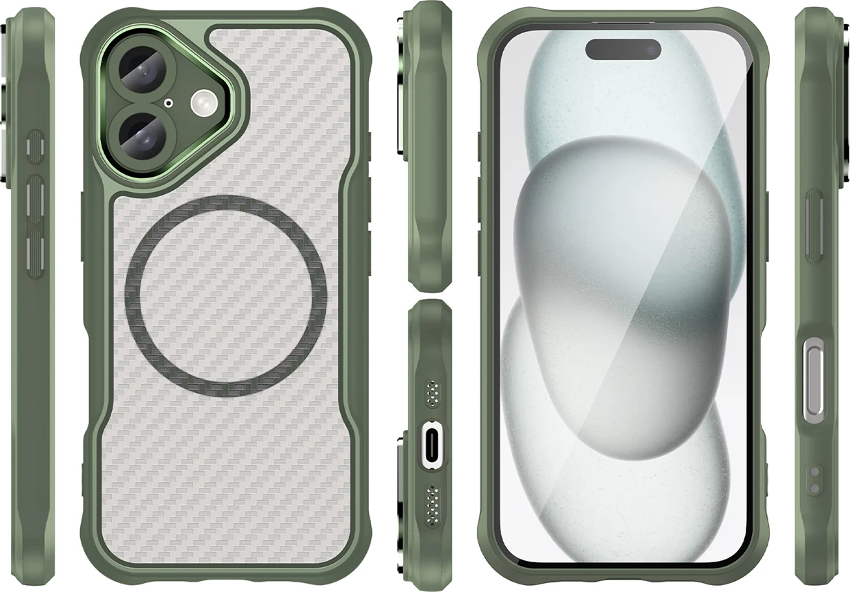 Mbështjellës Hurtel Leading Series MagSafe për iPhone 16, TPU, i gjelbër