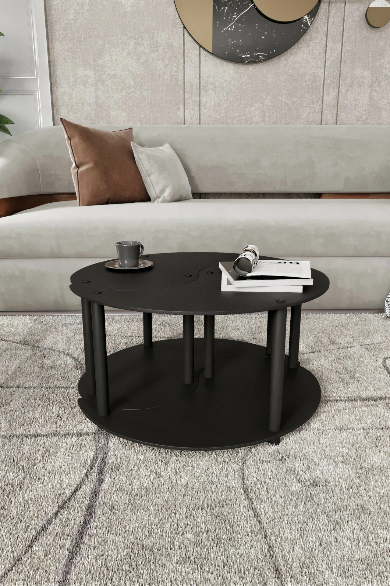 Set tavolinash kafeje Skye Decor, Yin Yang 2, e zezë