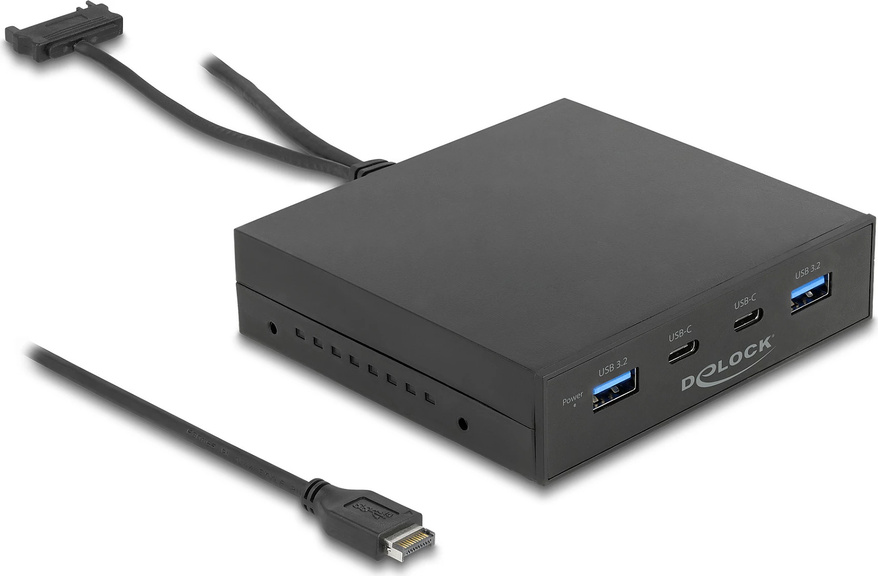 Panel i përparmë USB DeLOCK 3.5″ USB 3.2 Gen 2, 2x USB-C + 2x USB-A, i zi