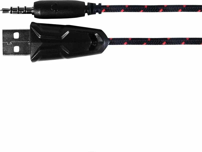 Kufje Modecom Volcano MC-839 Sword, me mikrofon, me kabllo 2.2 m, LED, adapter 4-pin në 2x3.5mm, të kuqe