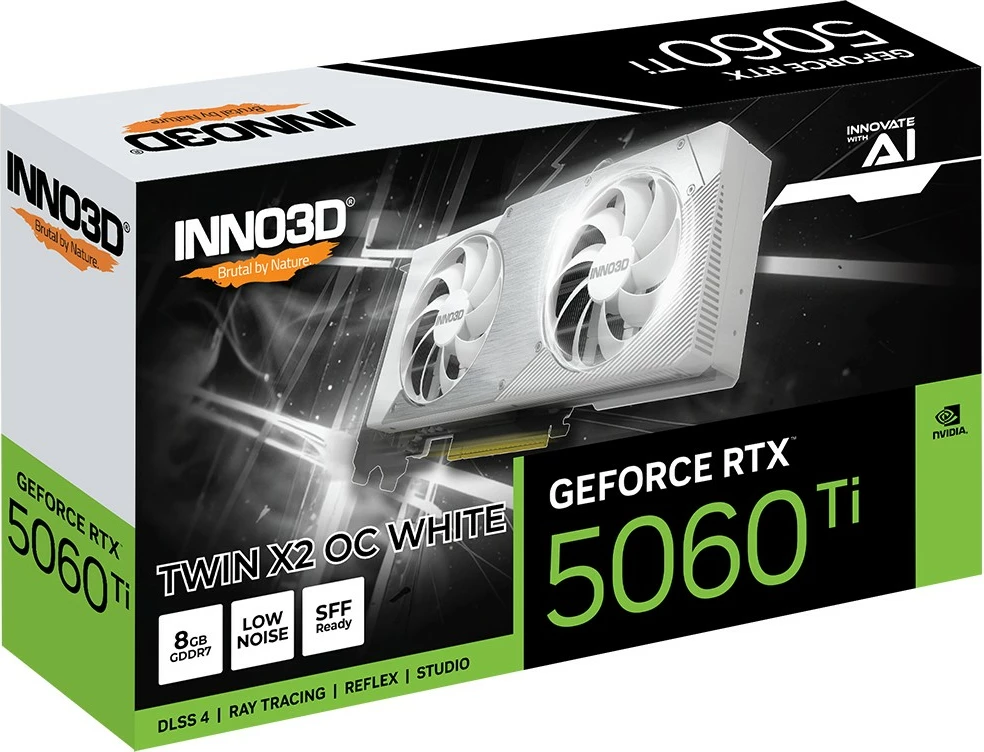 Kartelë grafike Inno3D RTX 5060 Ti Twin X2 OC 8GB GDDR7 e bardhë