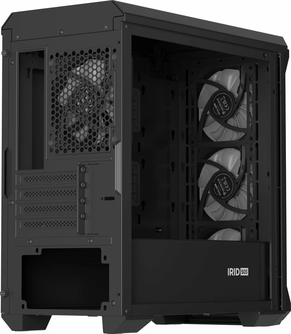 Kasë GENESIS Irid 503 ARGB V2 NPC-1559 Micro Tower, Micro-ATX/Mini-ITX, x4 ventilatorë ARGB 120mm, e zezë