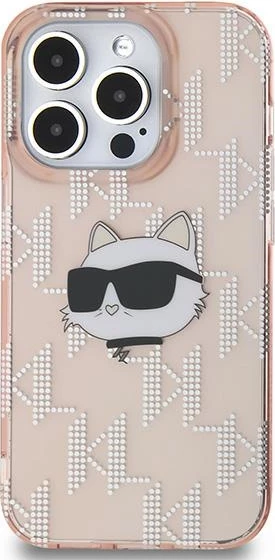 Mbështjellës Karl Lagerfeld IML Choupette Head & Monogram për iPhone 13 Pro Max, rozë