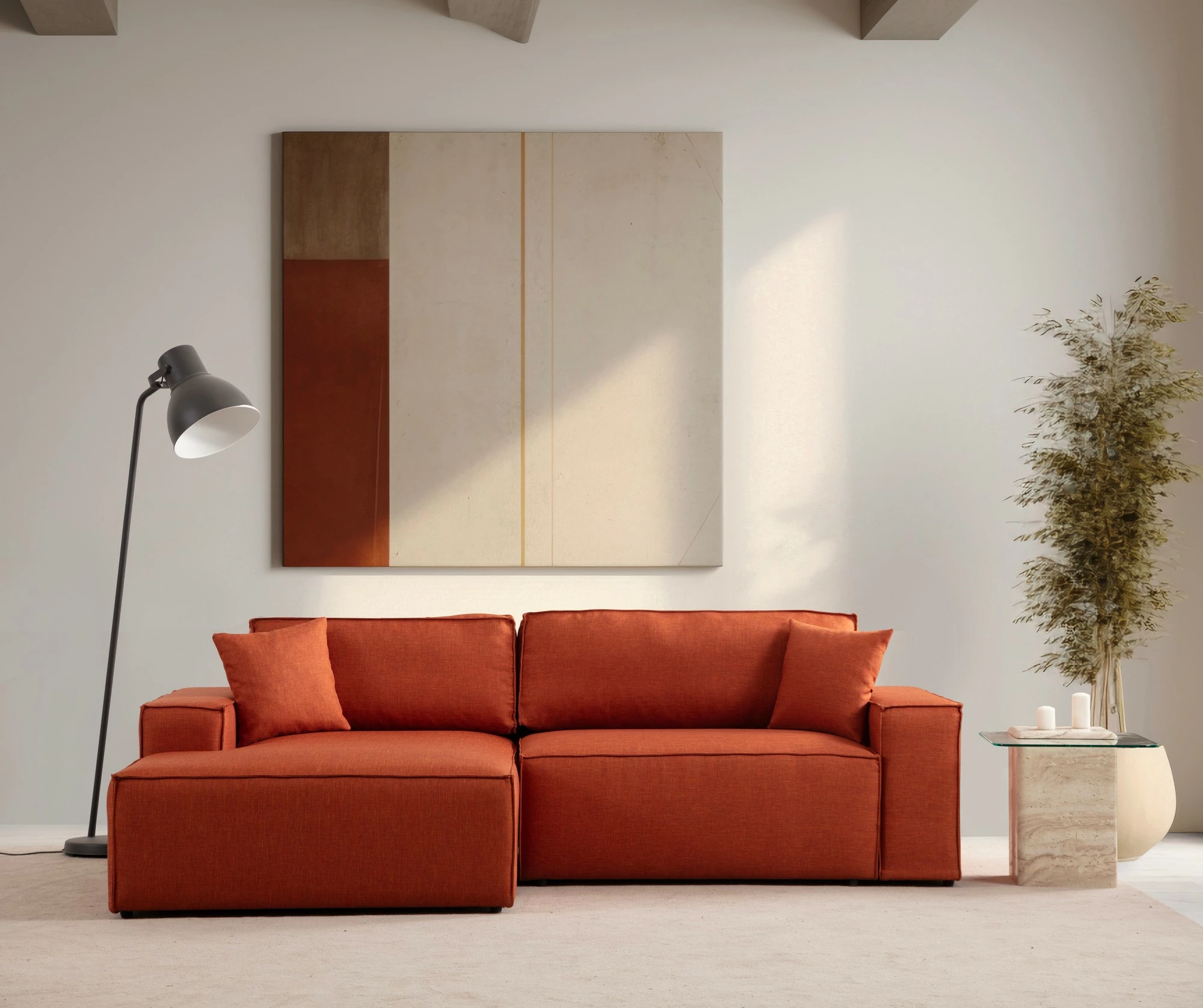 Kënd divan-krevat Atelier del Sofa, kënd i majtë, portokalli