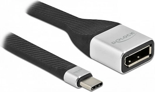 Kabllo DeLOCK USB Type-C në DisplayPort (DP Alt Mode), 14 cm, 4K 60Hz, e zezë/argjendtë