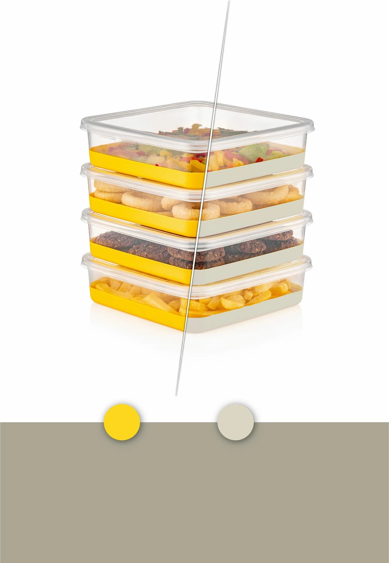 Set organizues për frigorifer (4 copë), Hermia, 4A, ngjyrë gri