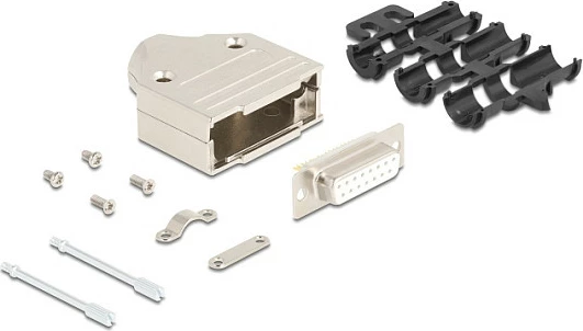 Konektor D-Sub (VGA) DeLOCK 67133, 15-pin, femër, i drejtë, metal, argjendtë