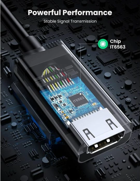 Adapter DisplayPort në HDMI UGREEN 70694 4K@60Hz, i zi