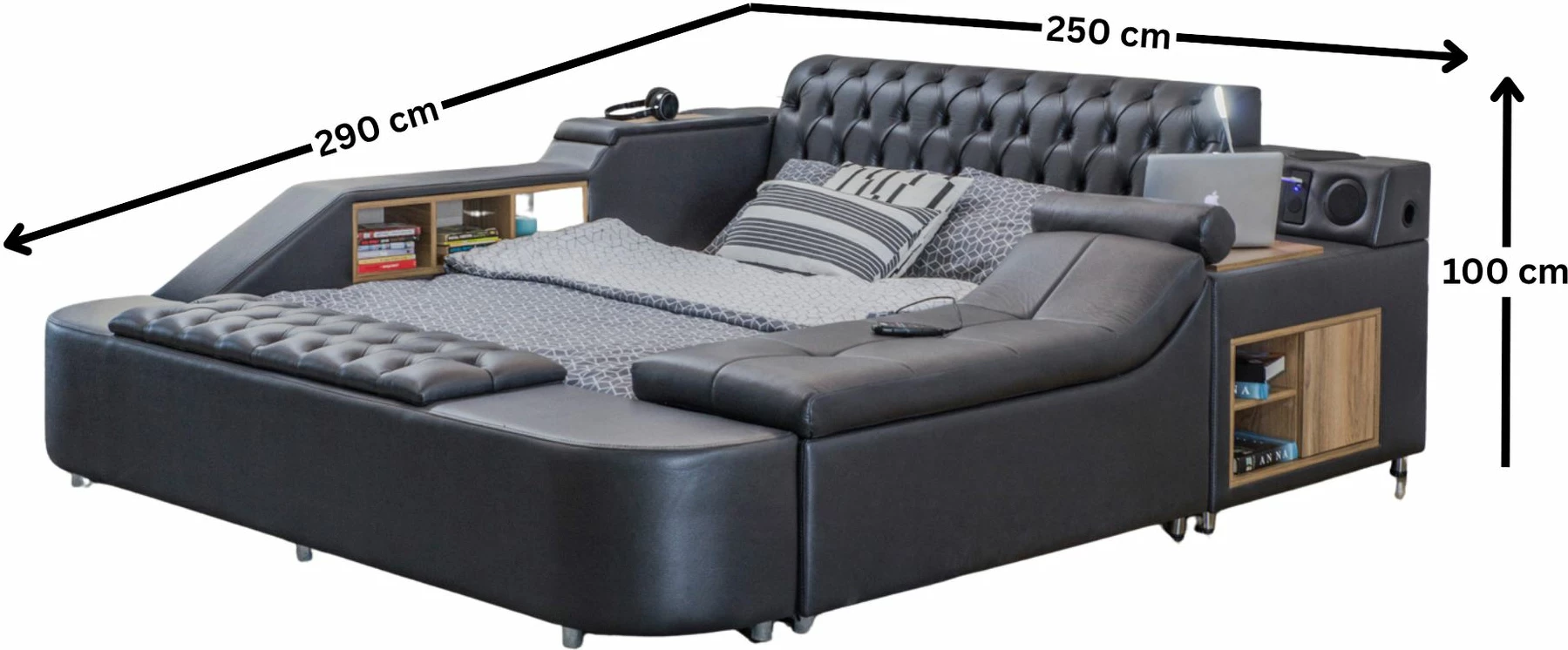 Krevat dopio, ngjyrë e zezë, Skye Decor Dorwell Smart