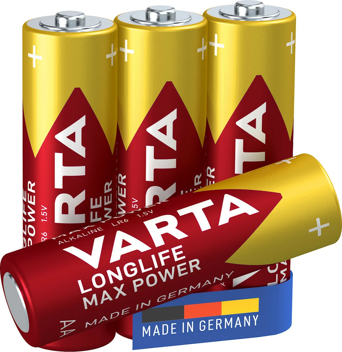 Bateri VARTA Longlife Max Power AA LR6 1.5V, 4 copë, kuqe/verdhë