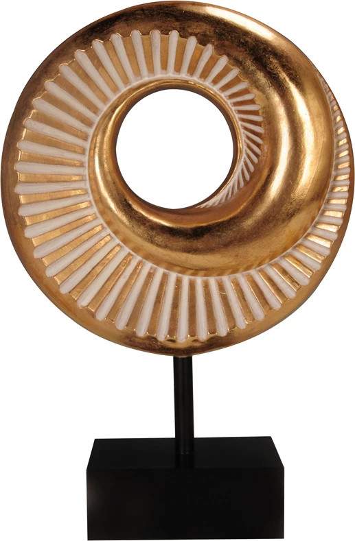 Dekor spirale totem, polirezine, ngjyrë ari-e zezë, 23x8x35cm