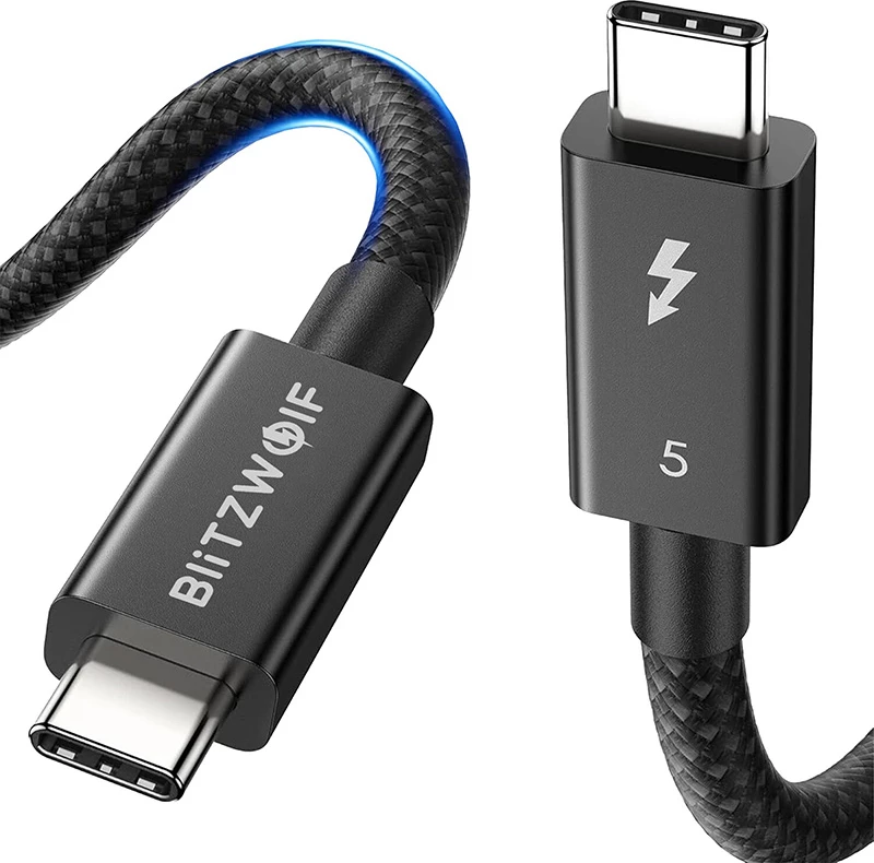Kabllo USB-C në USB-C BlitzWolf BW-HDC8, 0.5m, 240W, Thunderbolt 5, e zezë