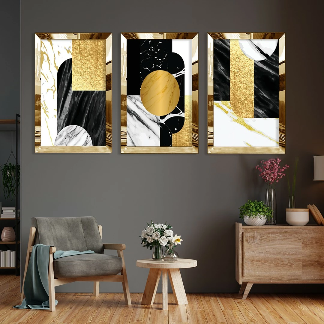 Pikturë dekorative MDF-Plexiglass (3 copë), Wallity, Huhu393, 30x40cm