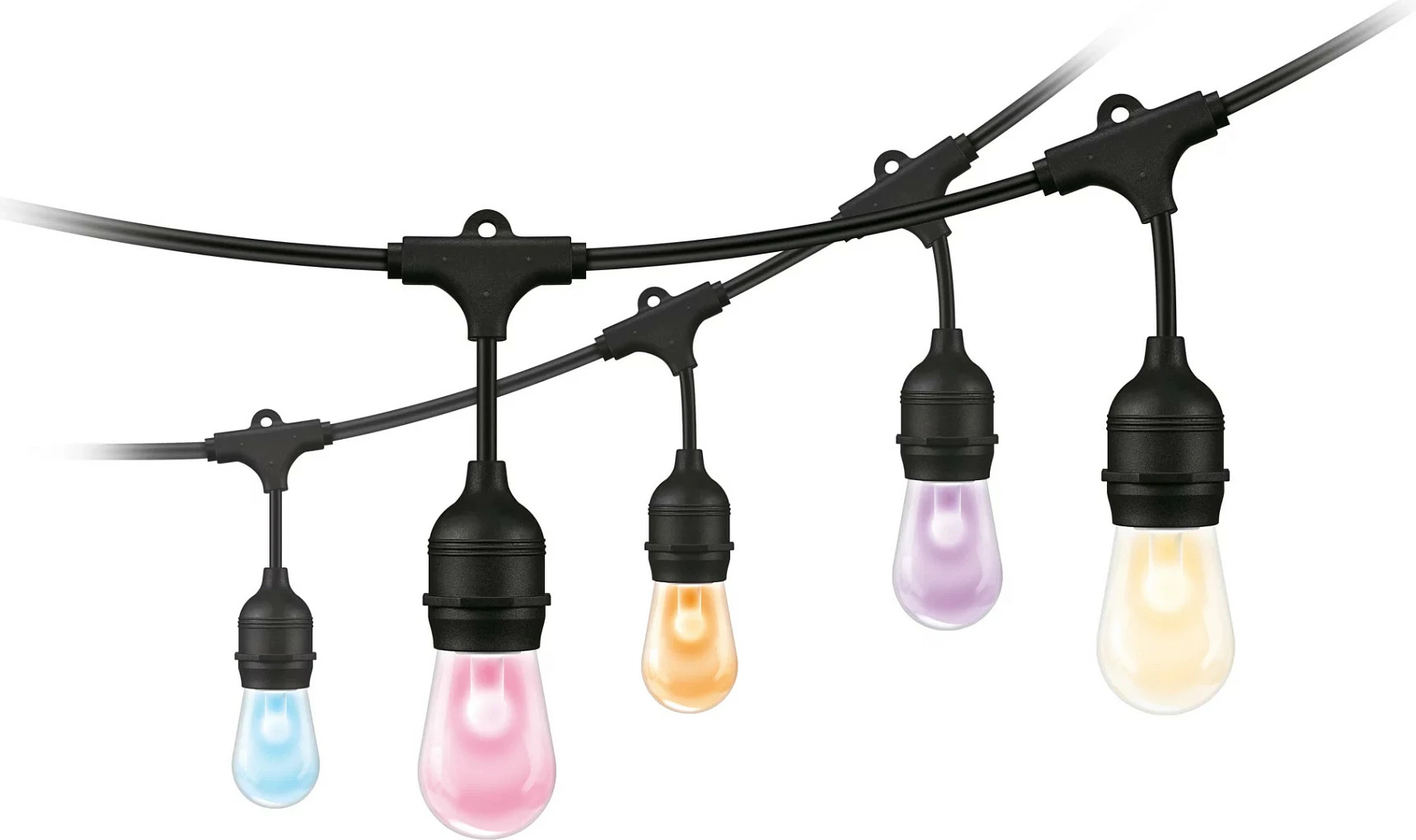 Drita me varg WiZ String Lights, smart, Wi-Fi/Bluetooth, LED shumëngjyrëshe, e zezë