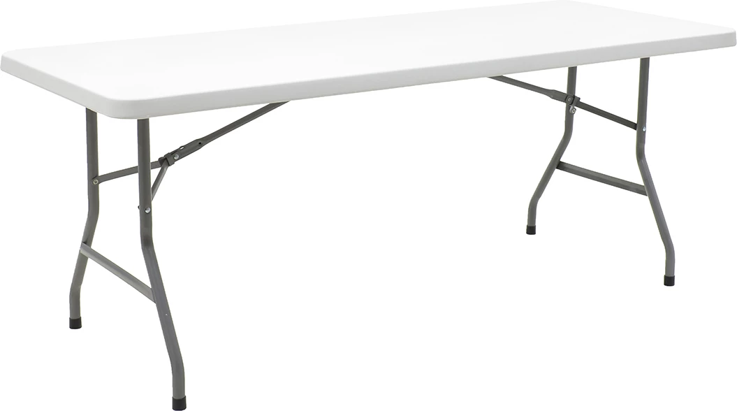 Tavolinë palosëse komerciale për kamping, ngjyrë granit e bardhë, Aprilia, 183x76x74cm