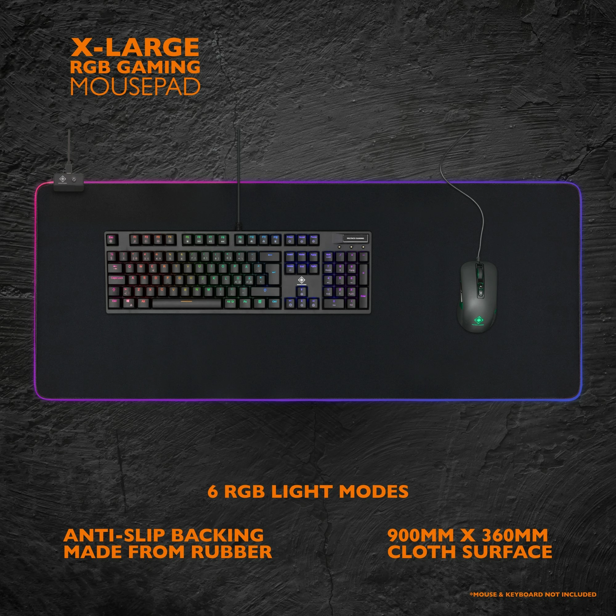 Mauspad Deltaco Gaming DMP310 RGB 900x360 zi