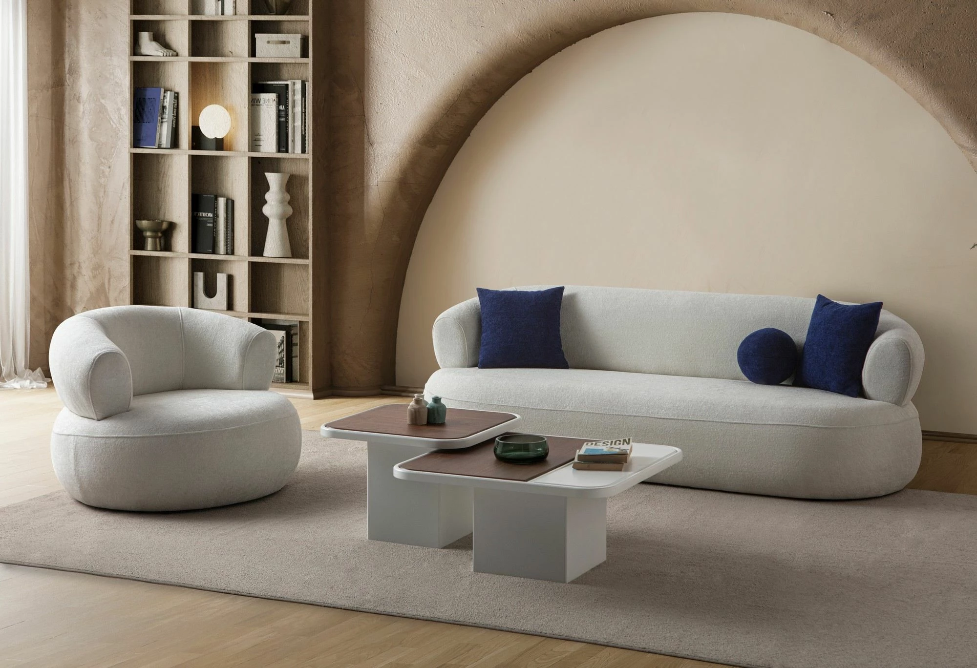Divan treshe Atelier del Sofa, Roma, ngjyrë e bardhë