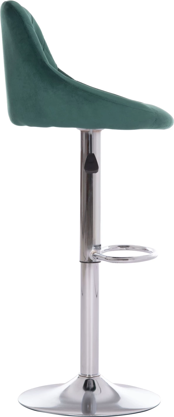 Karrige për bar ROSE, bazë dhe sustë kromi, kadife jeshile cypress, 48x45x105cm, set prej 2 copë