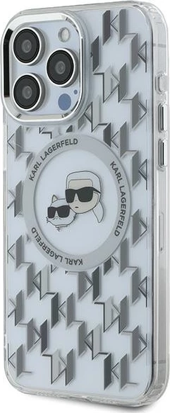 Mbështjellës Karl Lagerfeld IML Monogram Karl & Choupette Head MagSafe për iPhone 15 Pro, Transparent