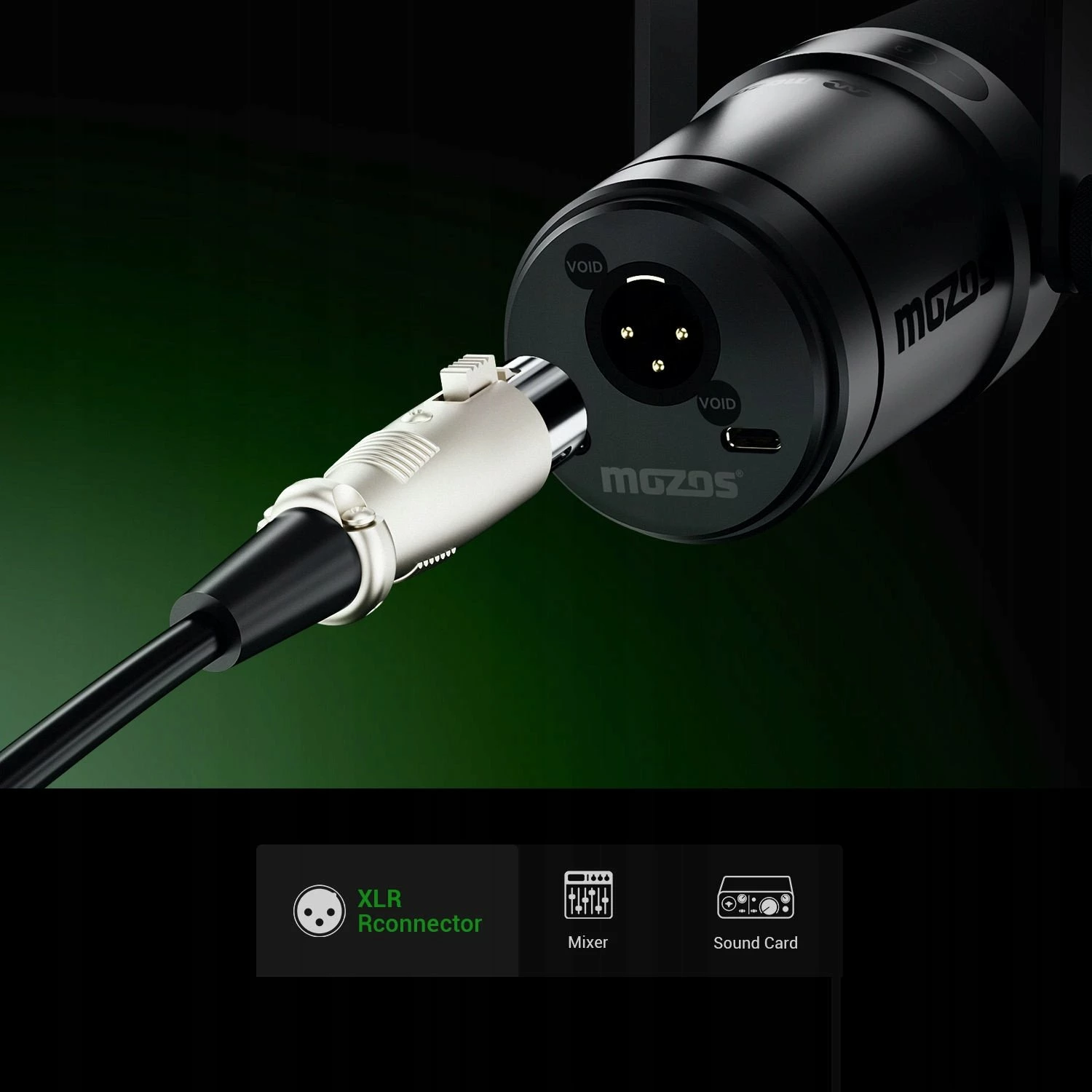 Mikrofon Mozos MKIT Studio Pro dinamik kardioid 192kHz/24-bit USB-C/XLR/3.5mm, set me stativ tavoline, i zi