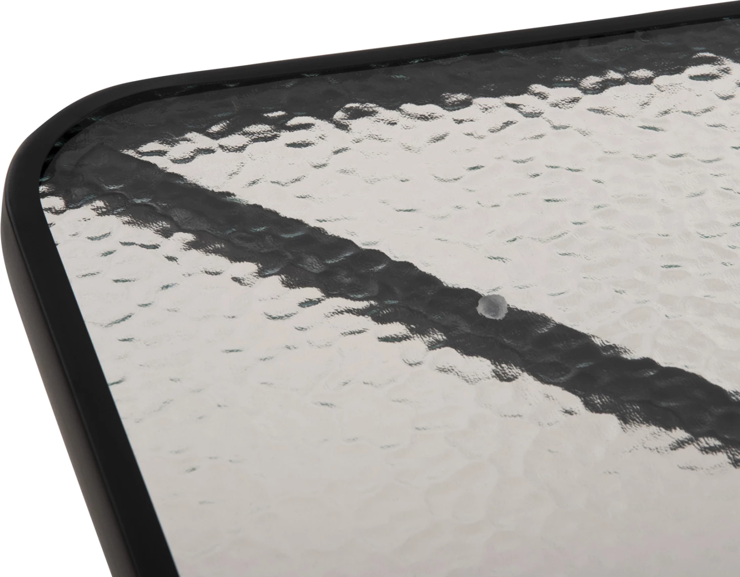 Tavolinë e jashtme katrore FIGO FH5972.03, metalike e zezë me sipërfaqe tavoline prej xhami, 80x80x71 cm