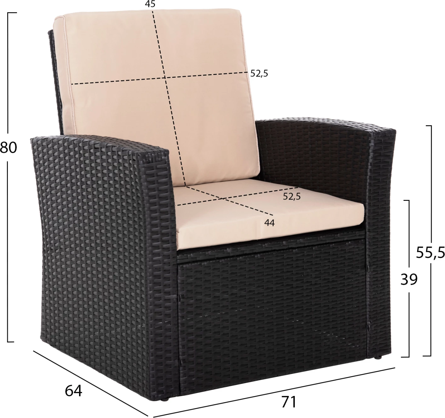 Set ulëse për kopsht THORE FH5978, 4 pjesë, antracit/bezhë