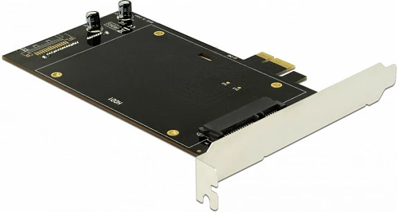 Kartë zgjerimi PCIe DeLOCK, PCIe x1 2.0, 2x SATA për HDD/SSD, e brendshme, e zezë