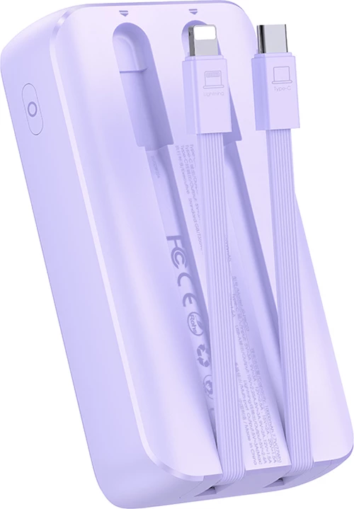 Powerbank Joyroom JR-PBC06, 10000mAh, 30W, me kabllo USB-C/Lightning të integruara, vjollcë