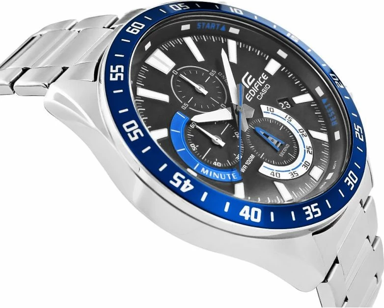 Orë dore për meshkuj Casio Edifice EFV-620D-1A2VUEF, argjendtë/kaltër, me kuti