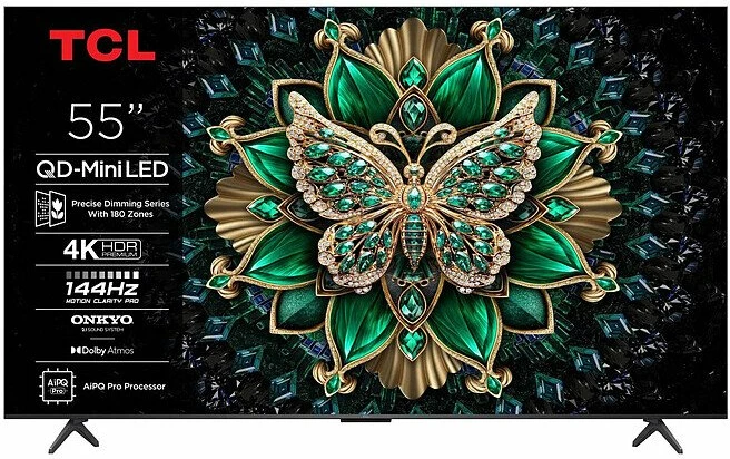 Televizor TCL 55C61K QLED/QD-Mini LED 55\" 4K Ultra HD Google TV 144Hz, ngjyrë e zezë