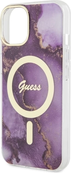 Mbështjellës Guess Golden Marble MagSafe për iPhone 14 6.1", vjollcë