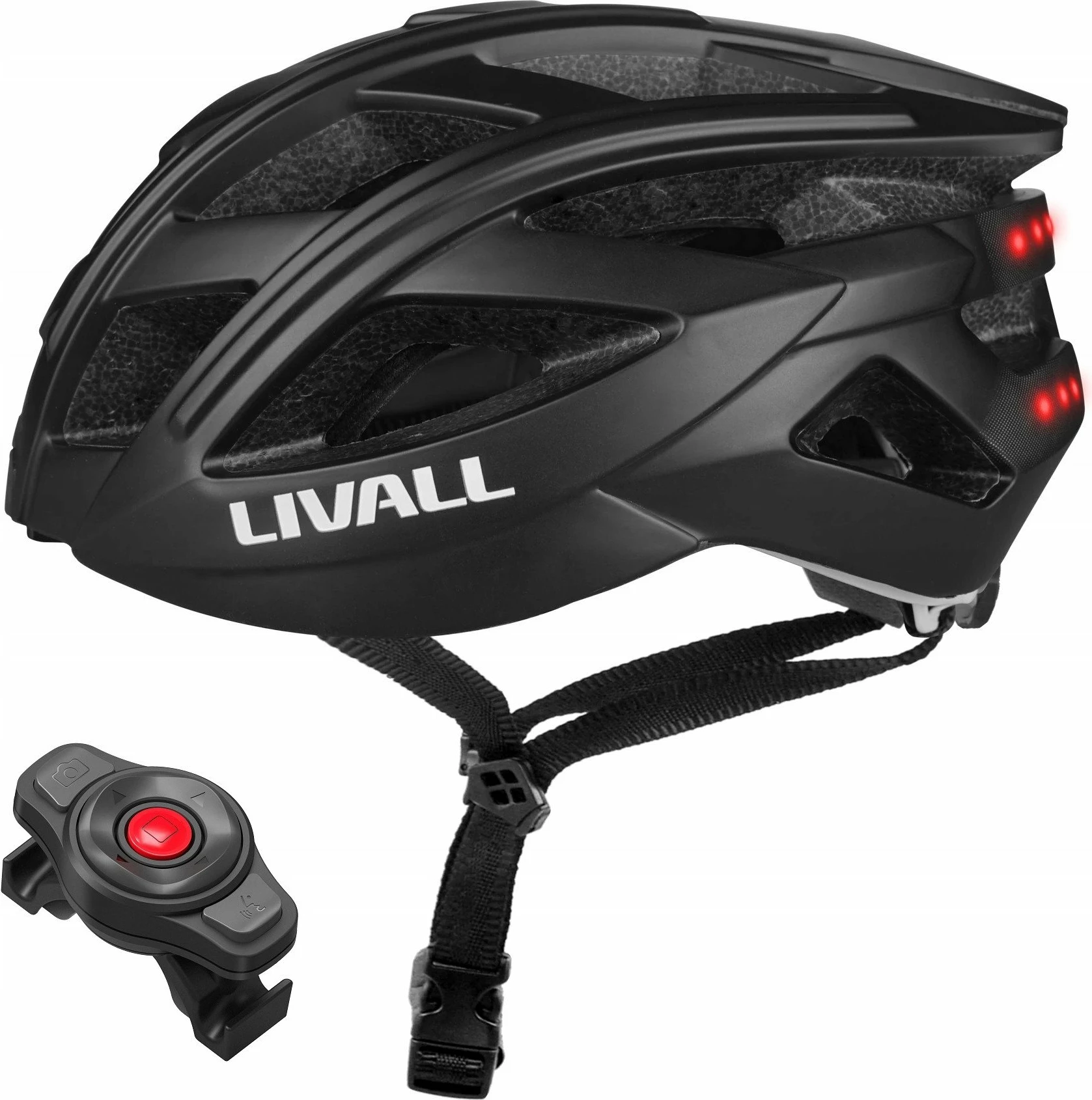 Helmetë biçiklete Bluetooth Livall BH60SE Neo V2 (BH60-U-BLK) 55-61 cm rruge me LED/SOS/Intercom, e zezë, set me telekomandë BR80
