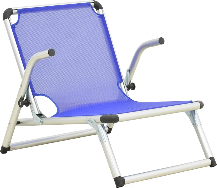 Karrige plazhi Plazo, alumin-textilene, ngjyrë argjendi-blu, 55x70x59cm