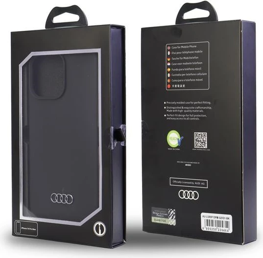Mbështjellës Audi për iPhone 13 Pro Max 6.7", silikon, i zi