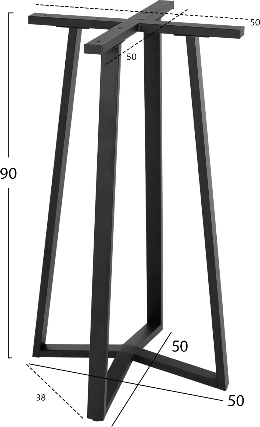 Bazë për tavolinë bar, lartësi mesatare, metal i zi, 50x50x90H cm