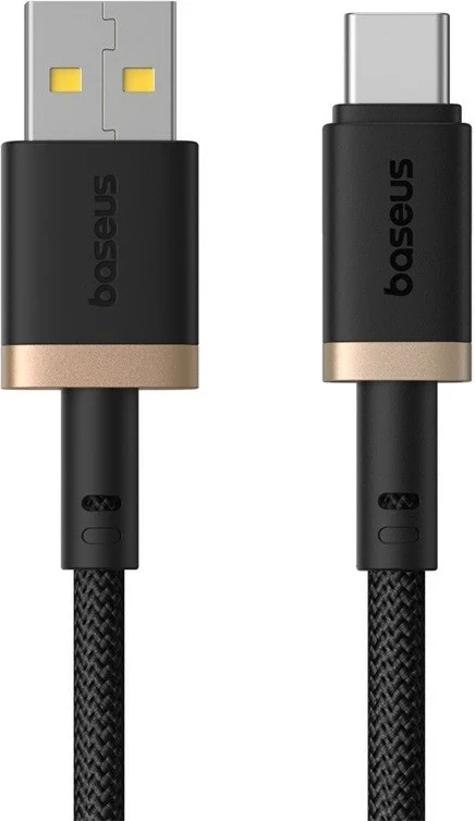 Kabllo Baseus Dura USB Type A në Type C, 60 W, 2 m, E zezë, Ari