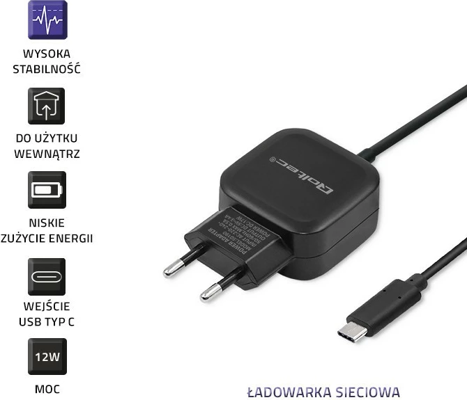 Adapter karikimi mur Qoltec 50190, 17W, 5V, 3.4A, USB + USB Type-C, i zi