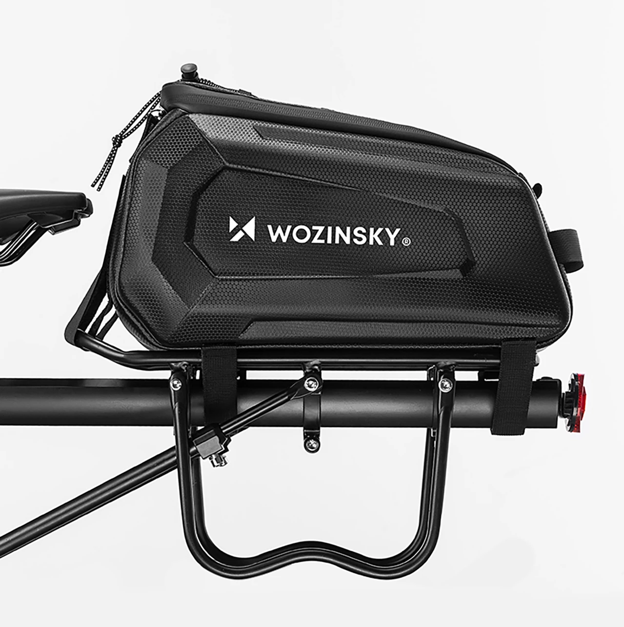 çantë bagazhi biçiklete, Wozinsky WSR-01B, 9 L, e papërshkueshme nga uji, montim me rripa Velcro, e zezë