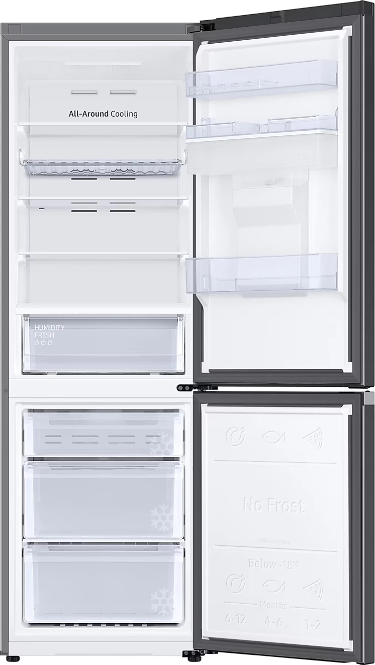 Frigorifer kombinë, Samsung RB34C652EB1/EK, SpaceMax, All‑Around Cooling, dozues uji, ekran digjital, i zi