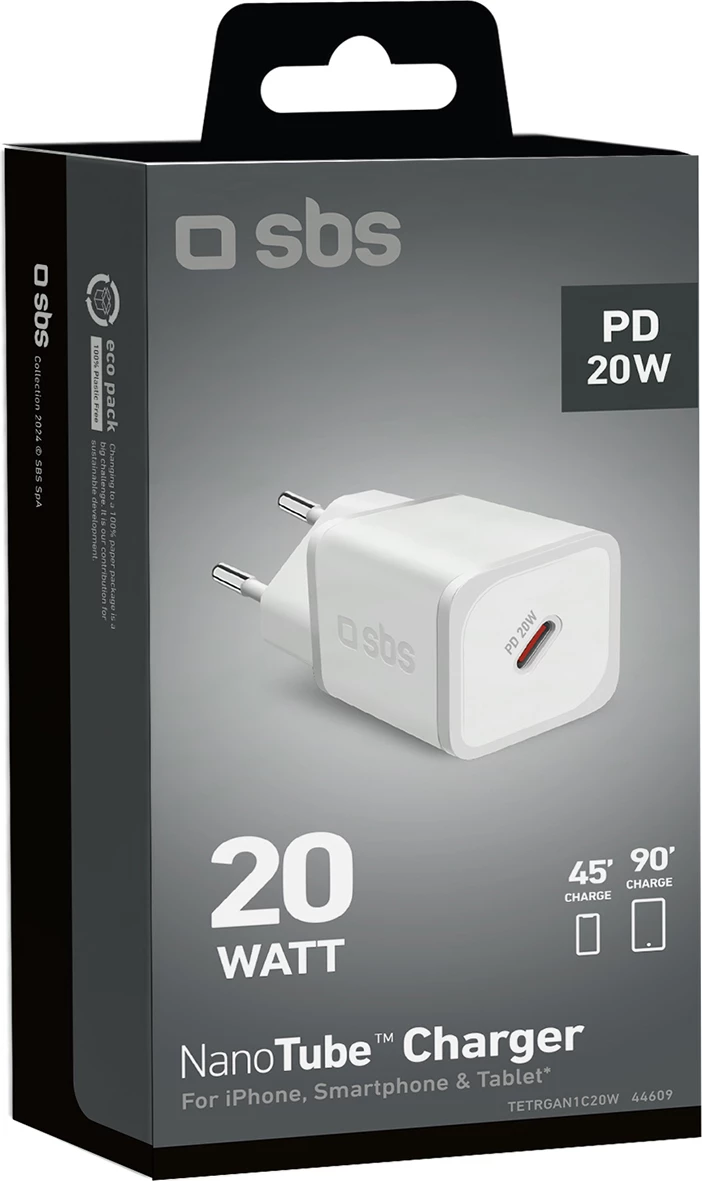 Karikues muri SBS TETRGAN1C20W, 20W, GaN, USB-C, i bardhë