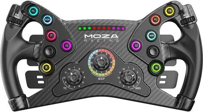Timon gaming MOZA Racing KS RS047, diametër 300 mm, 10 butona RGB, padele magnetike me dy tufë, kompatibilitet PC