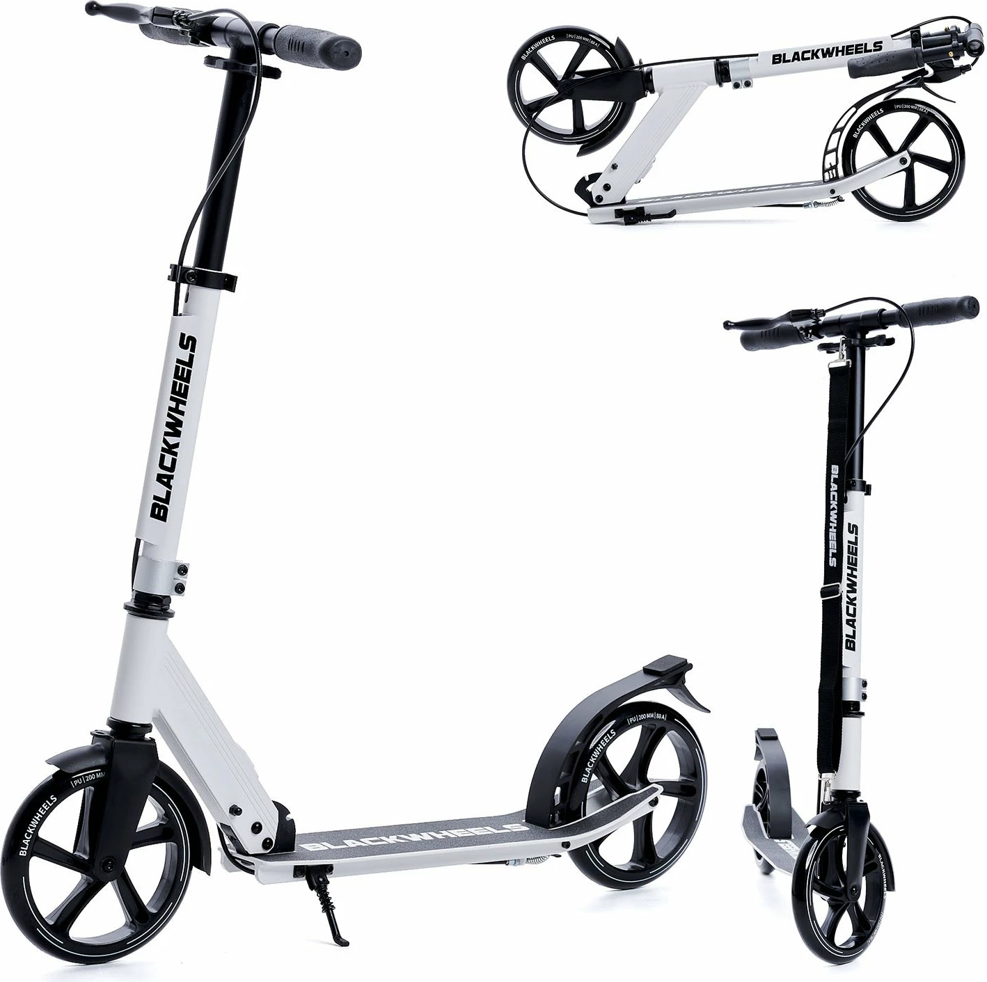 Skuter urban Blackwheels Orio, rrota 200 mm, ABEC-7, i palosshëm, max 100 kg, bardhë/zi