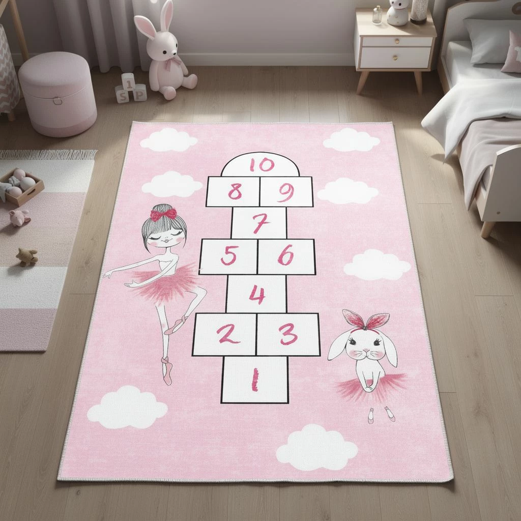 Qilim për fëmijë, dizajn hopscotch, shumëngjyrësh, 120x180cm, Eexfab746