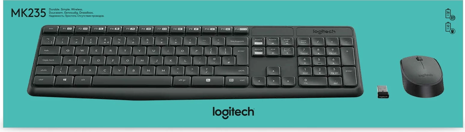 SET tastierë dhe maus Logitech MK235, Wireless, USB, QWERTZ, hiri