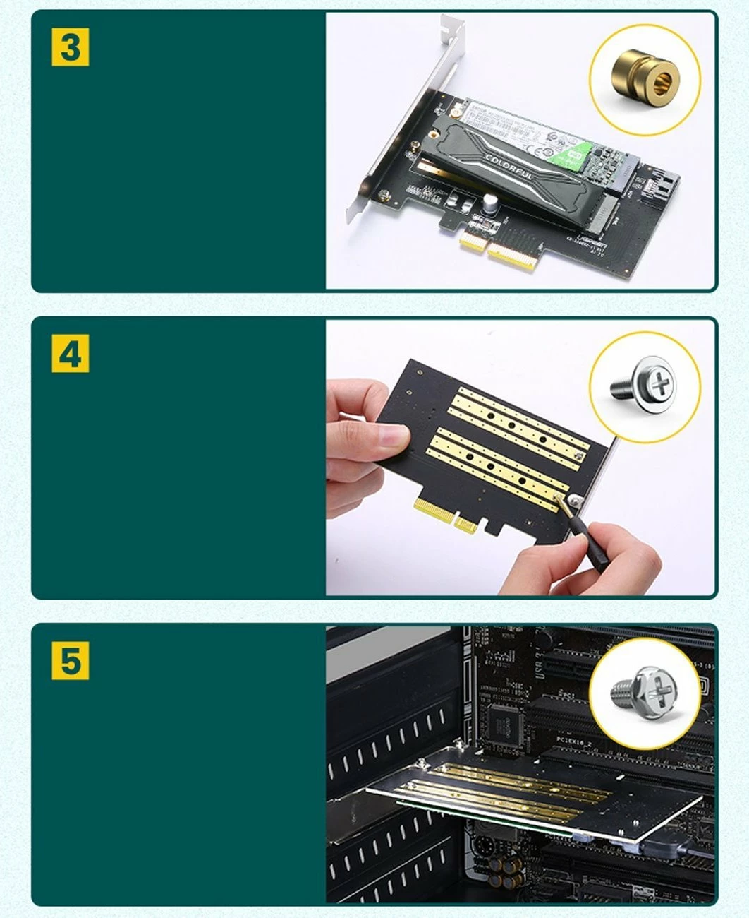 Kartë adapter PCIe Ugreen CM302 PCIe 3.0 x4 për SSD M.2 M-Key + M.2 B-Key, e zezë