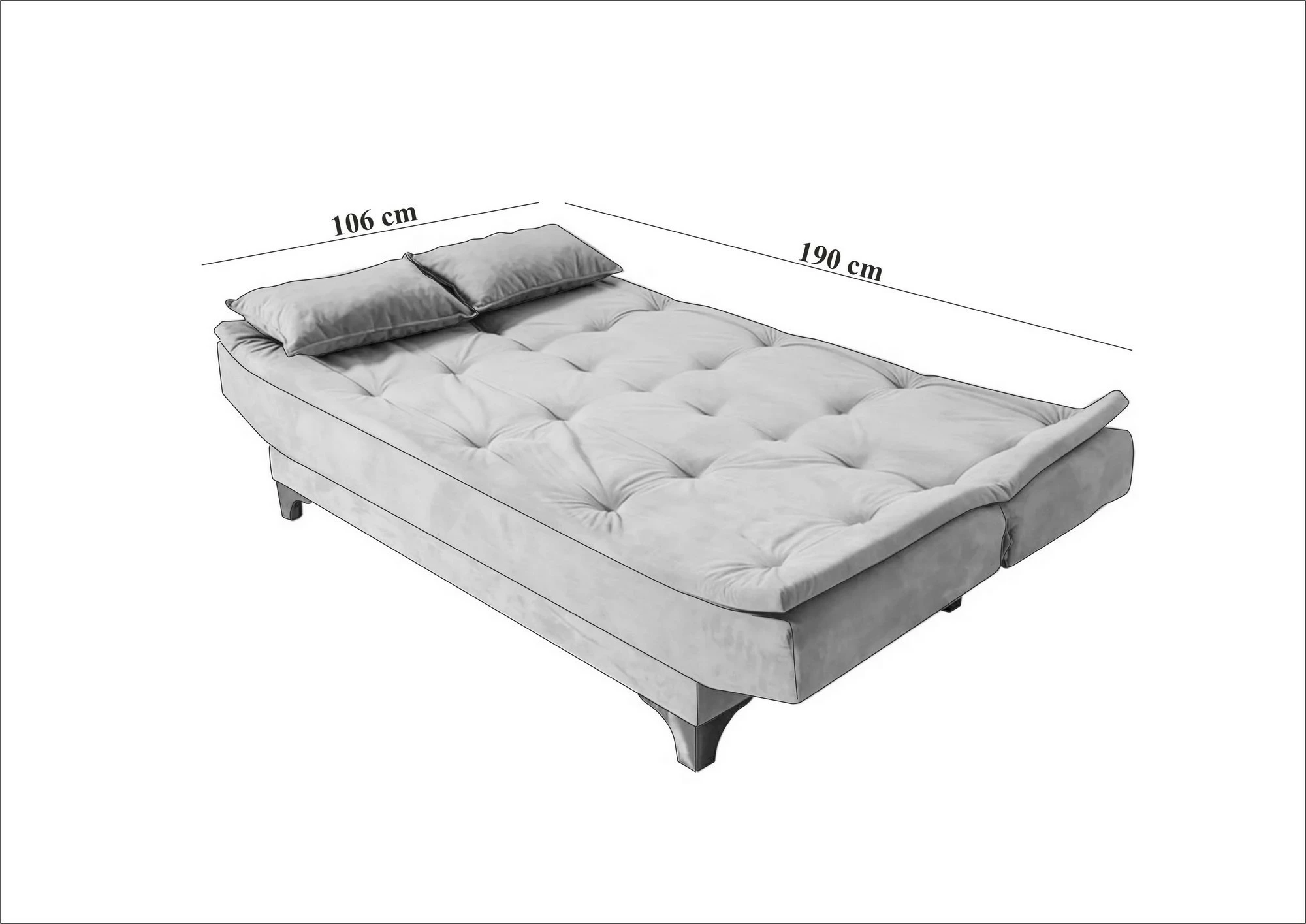 Divan-krevat 3 vendësh Atelier del Sofa, Kelebek, ngjyrë e kaltër
